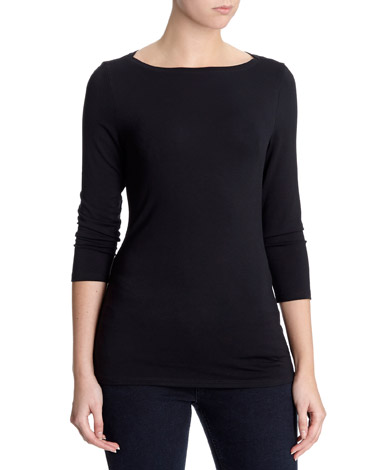 Long-Sleeved Boat Neck Top